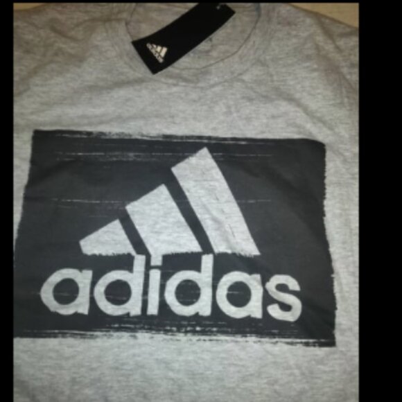 ADIDAS Logo Gray SS Shirt Mens Size XS - NWT - Picture 2 of 2